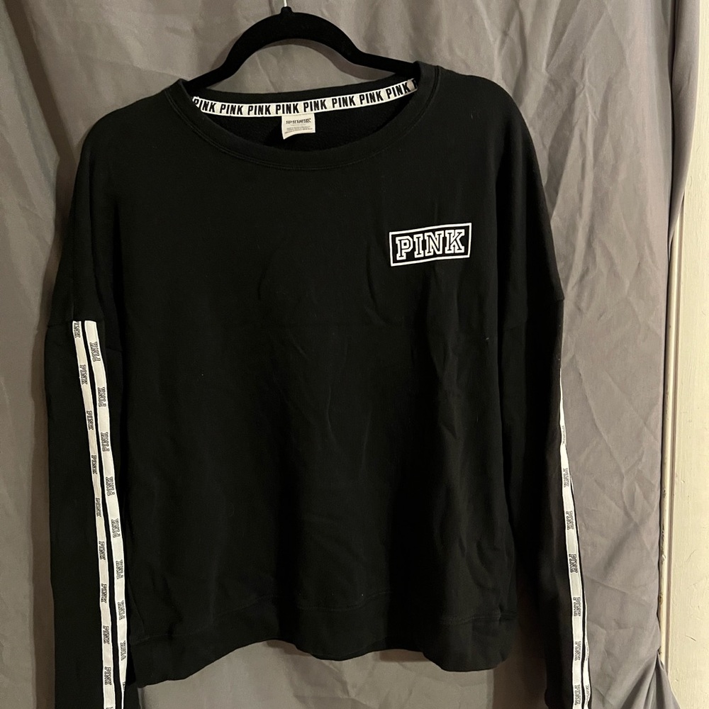 Victoria Secret Pink sweat shirt, black and white, excellent condition.